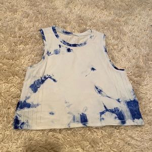 Train to be tank top from lululemon. Blue and white tie dye. Size 0
